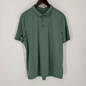 Lululemon Evolution Short Sleeve Polo Agile Stripe Tidewater Teal White Opal XL
